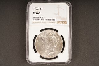 1922 $1 MS 63 Graded by NGC, in holder
