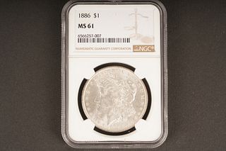 1886 $1 MS 61 Graded by NGC, in holder