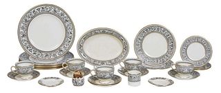 Twenty-Seven Piece Partial Wedgewood Dinner Service, 20th c., in the "Florentine" pattern #4312, consisting of 6 dinner plates, 2 salad plates, 3 brea
