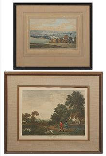 Two English Colored Engravings, the first by J. Farington and J.C. Stadler, "Culham Court," 20th c., the original published June 1st, 1793, by J & J B