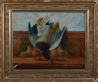 Tebuoll (French), "Nature Morte," 19th/20th c., oil on canvas, signed lower right, presented in a gilt and gesso frame, H.- 17 5/8 in., W.- 21 1/4 in.