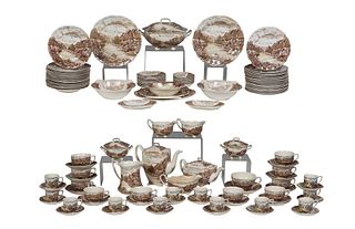 One Hundred Twenty Piece Set of English Johnson Brothers China Dinnerware, 20th c. in the "Old English Countryside" pattern, consisting of 36 dinner p
