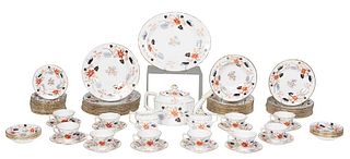 Seventy-Five Piece Royal Crown Derby Fine Bone China Dinnerware Set, 20th c., in the "Beaumont" pattern, consisting of 10 soup bowls, teapot, covered 