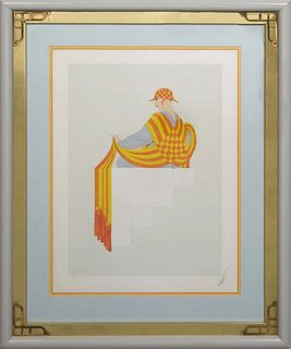 Erte (Russian/French, 1892-1990), "Repos," 20th c., embossed silk screen, pencil signed lower right, pencil numbered 249/300 lower left, presented in 