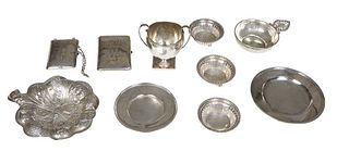Group of Ten Sterling Items, consisting of two lady's compacts, early 20th c., Wt.- 6.75 troy oz.; a Gorham open sugar bowl, #A4445, H.- 4 1/4 in., W.