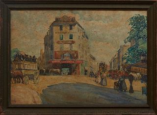 Ignacio (Nacho) Rosas (Mexico, 1880-1950), "Paris Street Scene," 1908, watercolor on paper, initialed indistinctly and dated lower left, with an indis