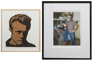 Dan Tague, "James Dean and Marcel," 20th c., photographic print, pencil signed lower right, titled lower center, presented in a black contemporary fra