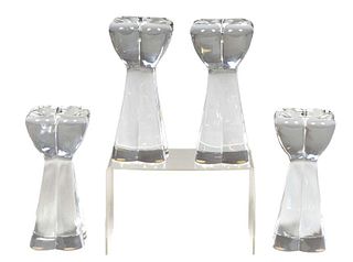 Four Matching Baccarat Crystal Candlesticks, 20th c., each with an acid stamp on the underside, H.- 7 in., Dia.- 3 5/8 in