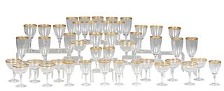 Forty-Four Piece Set of Lenox Gilt Rimmed Glassware, 20th c., in the "Mansfield" pattern, consisting of 14 water glasses, 6 red wine glasses, 12 white