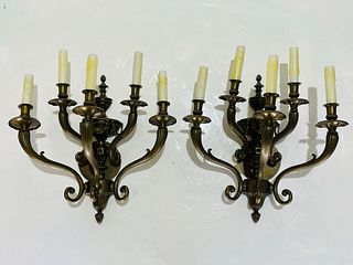 Neoclassical Style Wall Sconces in Solid Bronze attb to E.F. Caldwell & Co