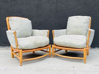 Pair of Country Rush Lounge Chairs by Charles Pollock Reproductions