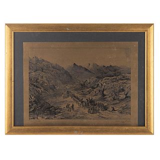 "Paso en la Sierra Madre". Grabado en placa de cobre, referido: "Colección Familia Aranda 1857". Enmarcado.