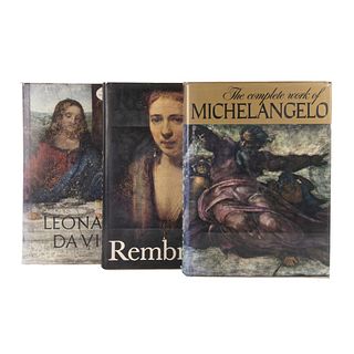 Libros sobre Pintores Europeos. Rembrandt Paintings / Leonardo Da Vinci / The Complete Work of Michelangelo. Pzs: 3.