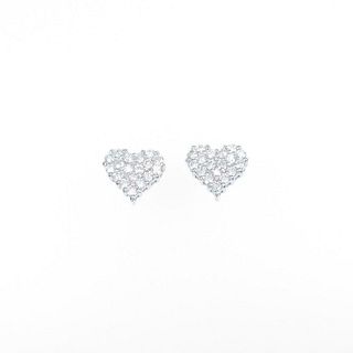K18WG Heart Diamond Pierced Earring