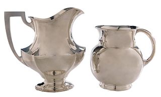 Two Sterling Water Pitchers