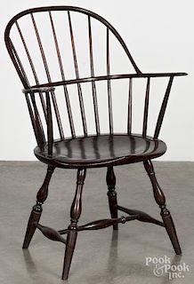 Sackback Windsor armchair, ca. 1790, retaining an old red varnish.