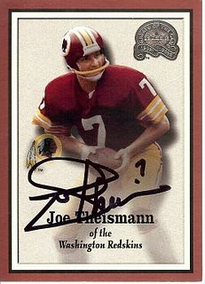 Joe Theismann Autographed Football Card 2000 Fleer Greats Washington