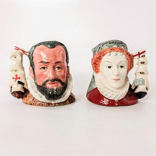 Queen Elizabeth I and King Philip of Spain Pair D6821 & D6822 - Small - Royal Doulton Character Jug