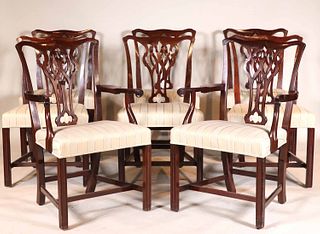 Eight Chippendale Style Mahogany Dining Chairs