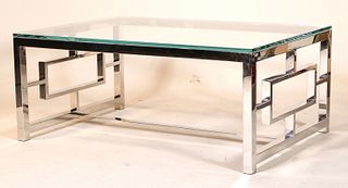 Modern Glass Top Chrome Base Low Table