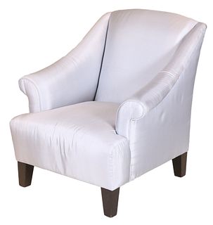 Contemporary Blue Silk Upholstered Club Chair