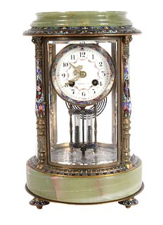 Tiffany & Co. Hardstone & Champleve Mantel Clock