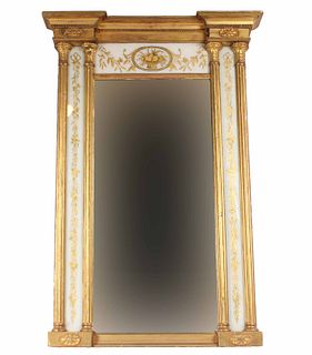 Federal Eglomise Inset Giltwood Pier Mirror