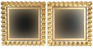 Two Contemporary Giltwood Ruffled Edge Mirrors