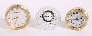 Two Tiffany & Co. Brass Round Desk Clocks