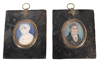 Two Hand Painted Miniature Portraits