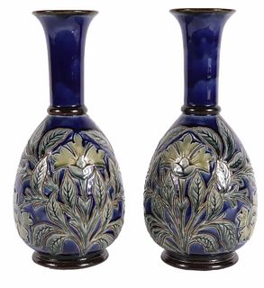 Pair of Doulton Lambeth Stoneware Vases