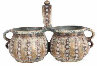 Glazed Earthenware Double-Handled Vase