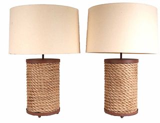 Pair of Williams Sonoma Rope-Wrapped Lamps