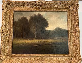 Leon Richet, French, Landscape with Woman , oil on canvas, signed