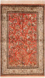Vintage Persian Silk Qum Rug 5 ft 7 in x 3 ft 6 in (1.7 m x 1.06 m)