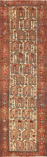 Antique Tribal Paisley Persian Malayer Runner Rug - No Reserve 12 ft 2 in x 3 ft 7 in (3.71 m x 1.09 m)