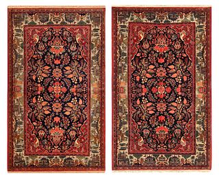 Pair Of Vintage Persian Kashan Rugs 7 ft 1 in x 4 ft 3 in (2.15 m x 1.29 m) + 6 ft 11 in x 4 ft 2 in (2.1 m x 1.27 m)