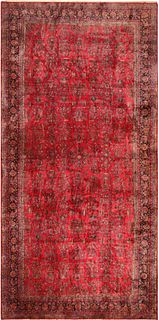 Oversized Antique Persian Kashan Manchester wool Rug 33 ft x 15 ft 6 in (10.05 m x 4.72 m)
