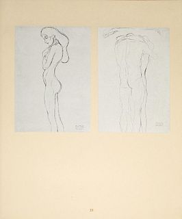 Gustav Klimt - Zwei Kreidezeichnungen zum Wandfries in