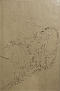 Gustav Klimt (After)- Half-nude Laying on Her Stomach