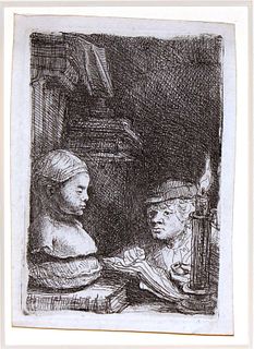 Rembrandt van Rijn - Man Drawing from a Cast