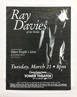 Ray Davies of The Kinks - Hand Signed Ray Davies Promotional Poster