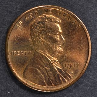 1911-S LINCOLN CENT  GEM BU  RED
