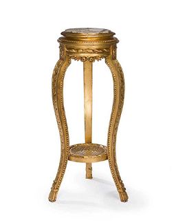 19th C. French Giltwood & Marble Carved Side Table