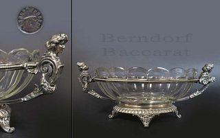19th C. Figural Silver Plated Baccarat Crystal "Berndorf" Centerpiece