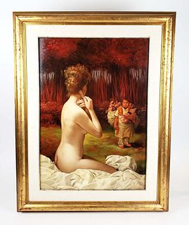 Magnificent Bruno Dimaio Signed Italian Oil on Canvas "Doll Seller"