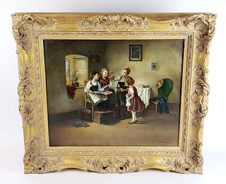 19th C. Jan Walraven (1827-1874) Oil on Canvas of Children