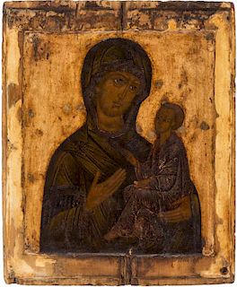 A RUSSIAN ICON OF THE TIKHVINSKAYA MOTHER OF GOD, 17TH CENTURY