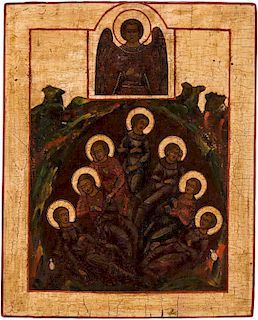 A RUSSIAN ICON OF THE SEVEN SLEEPERS OF EPHESUS, 18TH CENTURY