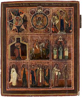 A RUSSIAN NINE-PART ICON, 18TH CENTURY